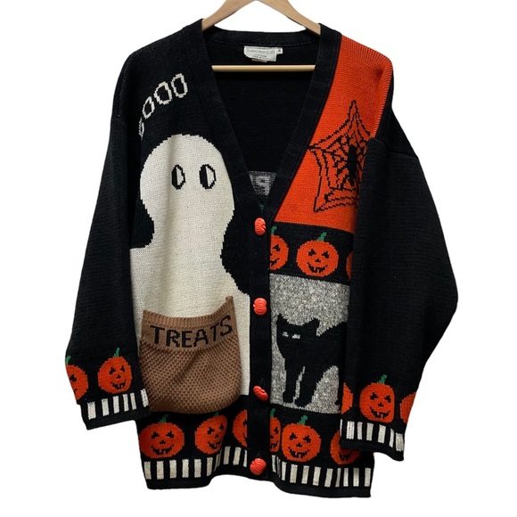 sweater loft Sweaters - Vintage Halloween Novelty Knit Cardigan Sweater Size Medium